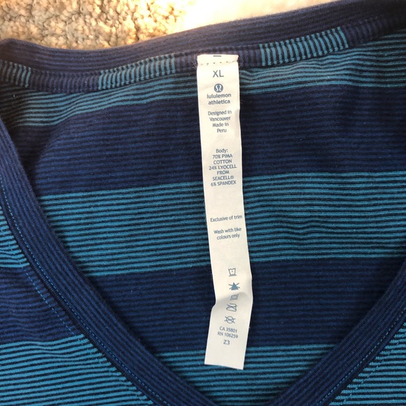 Men’s Lululemon V Neck Striped Tee - Picture 2 of 7